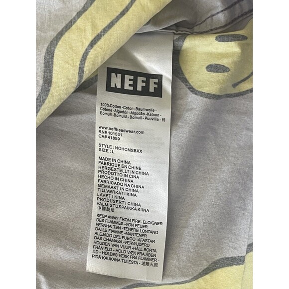 NEFF Men's Daily Button Up Smiley Face Purple Yellow Size Large - Picture 5 of 7